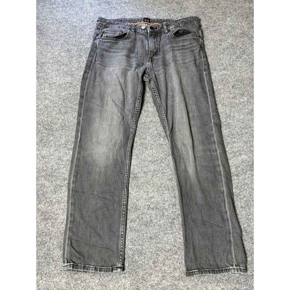 Boss Delaware Jeans Mens 34x30 Black Slim Straight Medium Wash Denim Casual
